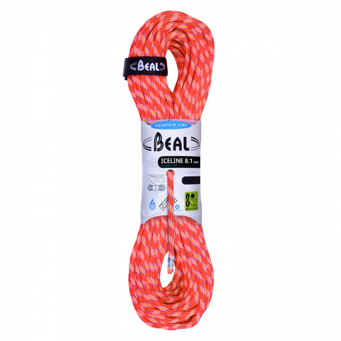 Beal Ice Line 8.1mm Unicore - Golden Dry Mountain Rope