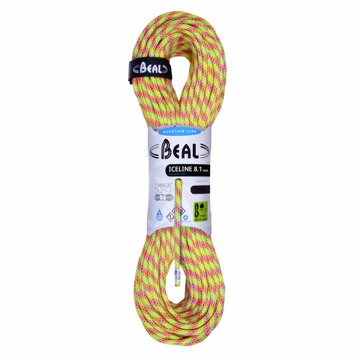 Beal Ice Line 8.1mm Unicore - Golden Dry Mountain Rope